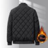 Fashion Rhombic-sewing Design Cotton Coat Winter Warm Thickened Baseball Jacket Casual Solid Color Outwear Clothing For Men - Image 2