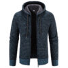 Winter Coat Zipper Closure Solid Color Long Sleeves Drawstring With Hat Keep Warm Casual Thicken Plush Sweater Coat For Daily - Image 2