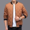 Fashion Rhombic-sewing Design Cotton Coat Winter Warm Thickened Baseball Jacket Casual Solid Color Outwear Clothing For Men - Image 4